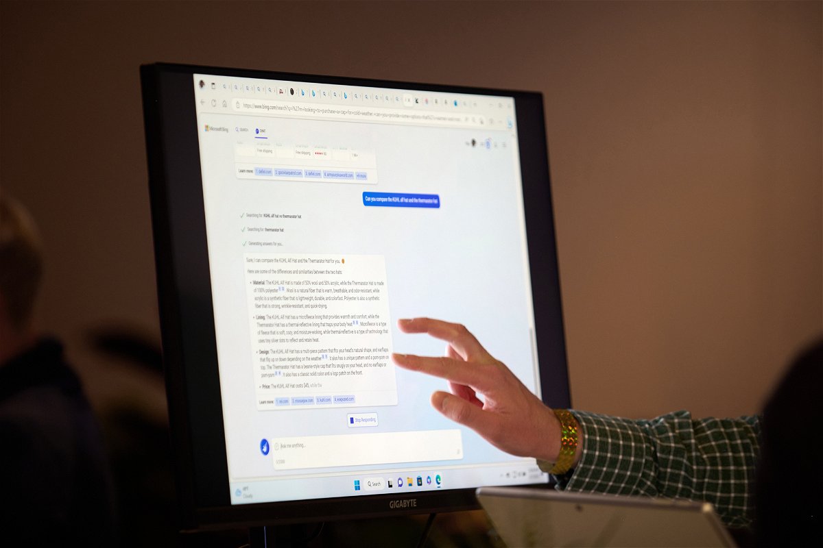 <i>Chona Kasinger/Bloomberg/Getty Images</i><br/>An attendee interacts with the AI-powered Microsoft Bing search engine and Edge browser during an event at the company's headquarters in Redmond