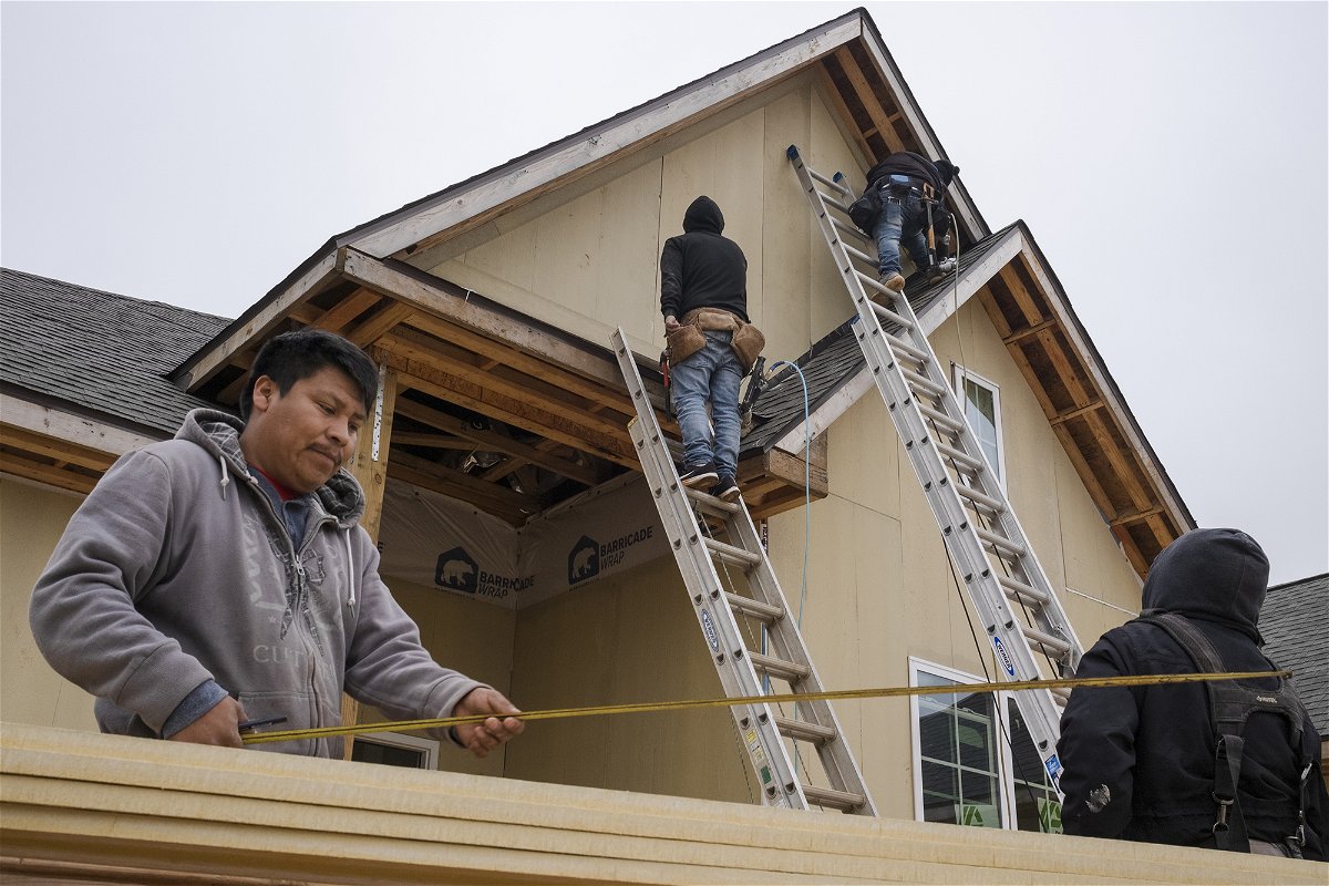 <i>Micah Green/Bloomberg/Getty Images</i><br/>Home builder confidence jumped in February. Construction workers in Foley
