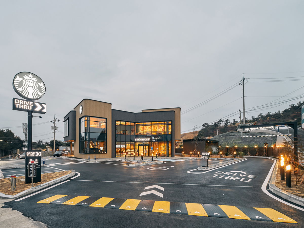 <i>Courtesy Starbucks</i><br/>A Starbucks drive-thru in South Korea. The store is part of a major expansion the coffee chain is planning throughout Asia this year.