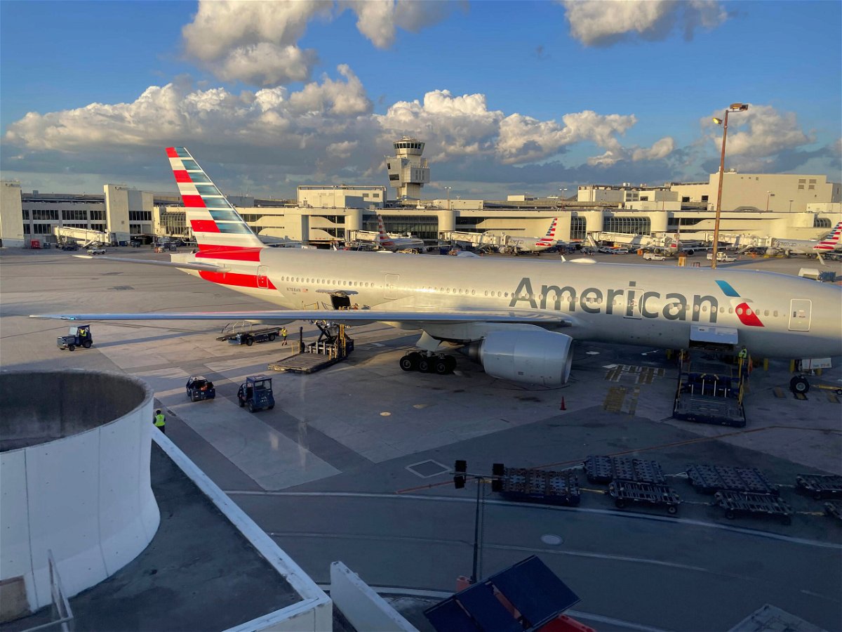 <i>STRF/STAR MAX/IPx/AP/File</i><br/>This file photo shows an American Airlines jet at New York's John F. Kennedy International Airport in February of 2022.