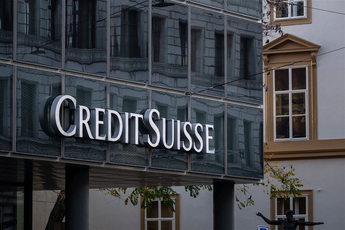 <i>Fabrice Coffrini/AFP/Getty Images</i><br/>Credit Suisse has reported its biggest annual loss since the financial crisis in 2008. This 2022 file image shows a branch of Credit Suisse in Basel