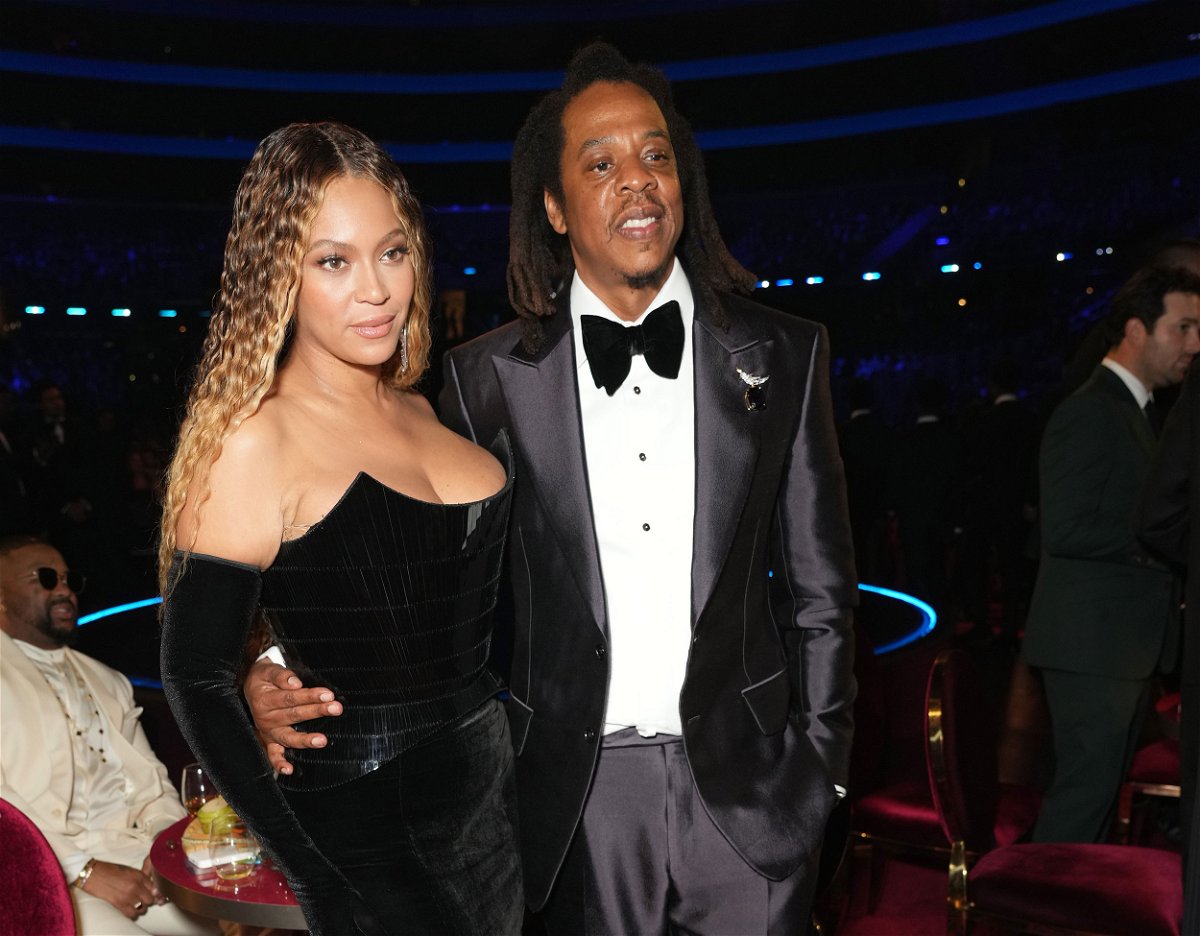 <i>Kevin Mazur/Getty Images</i><br/>(From left) Beyoncé and Jay-Z are seen here at the 2023 Grammy Awards in Los Angeles on February 5.
