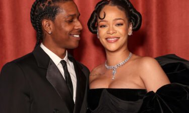 (From left) A$AP Rocky and Rihanna are pictured here at the Golden Globe Awards in January of 2023.