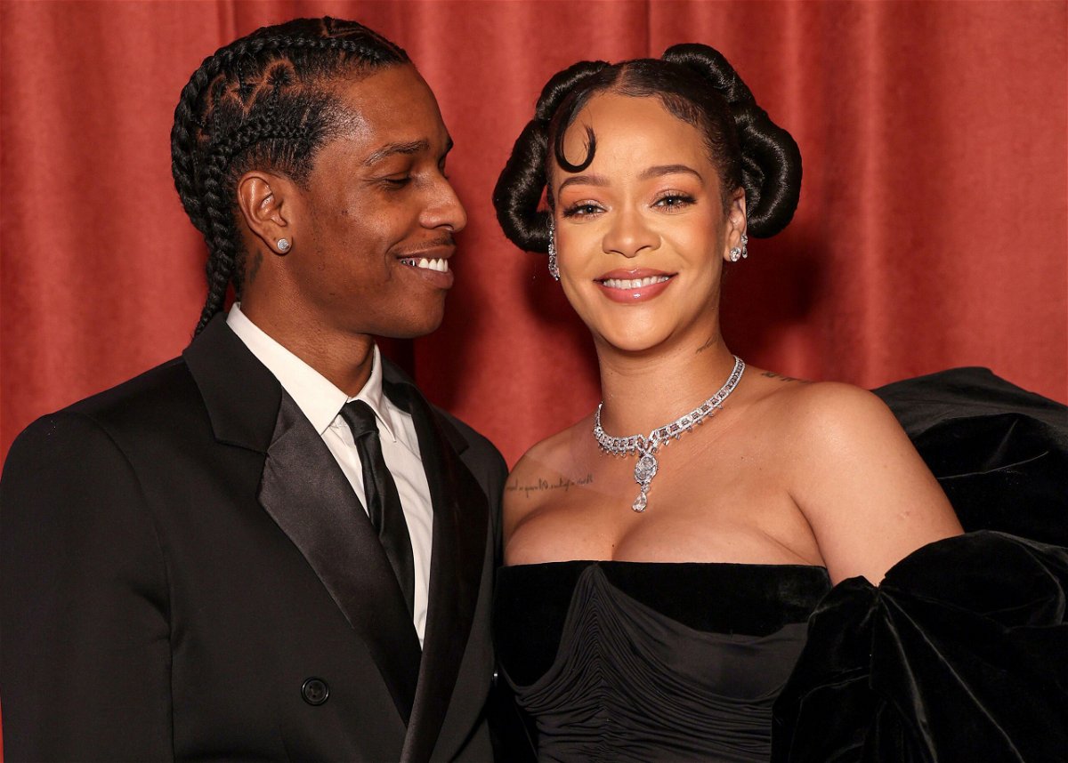<i>Chelsea Lauren/Shutterstock</i><br/>(From left) A$AP Rocky and Rihanna are pictured here at the Golden Globe Awards in January of 2023.