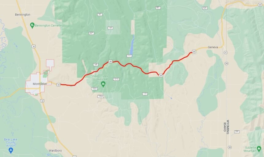 montpelier canyon hwy89 closed