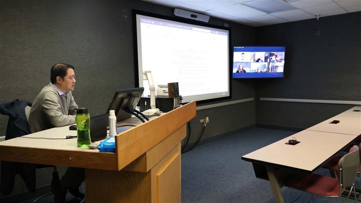 Dr. Howard Fan, Professor and Chair of the School Psychology and Educational Leadership Department within ISU’s College of Education, instructs school psychology candidates remotely.