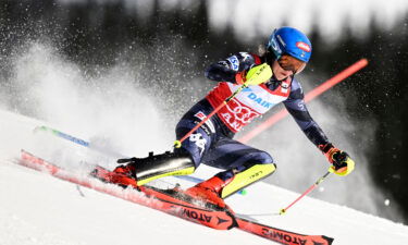 Mikaela Shiffrin competes during the first run of the women slalom competition during the Alpine World Cup on March 11.