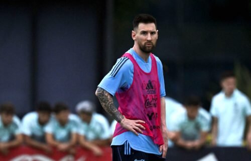 Lionel Messi in training ahead of Argentina's match against Panama.