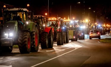Tractors are pictured here at the Provincial House of North Brabant during a demonstration on March 14.