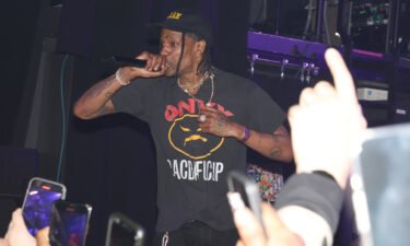 Musician Travis Scott is accused of assaulting a sound engineer on February 28 in New York City. Scott is pictured here performing onstage on Wednesday.