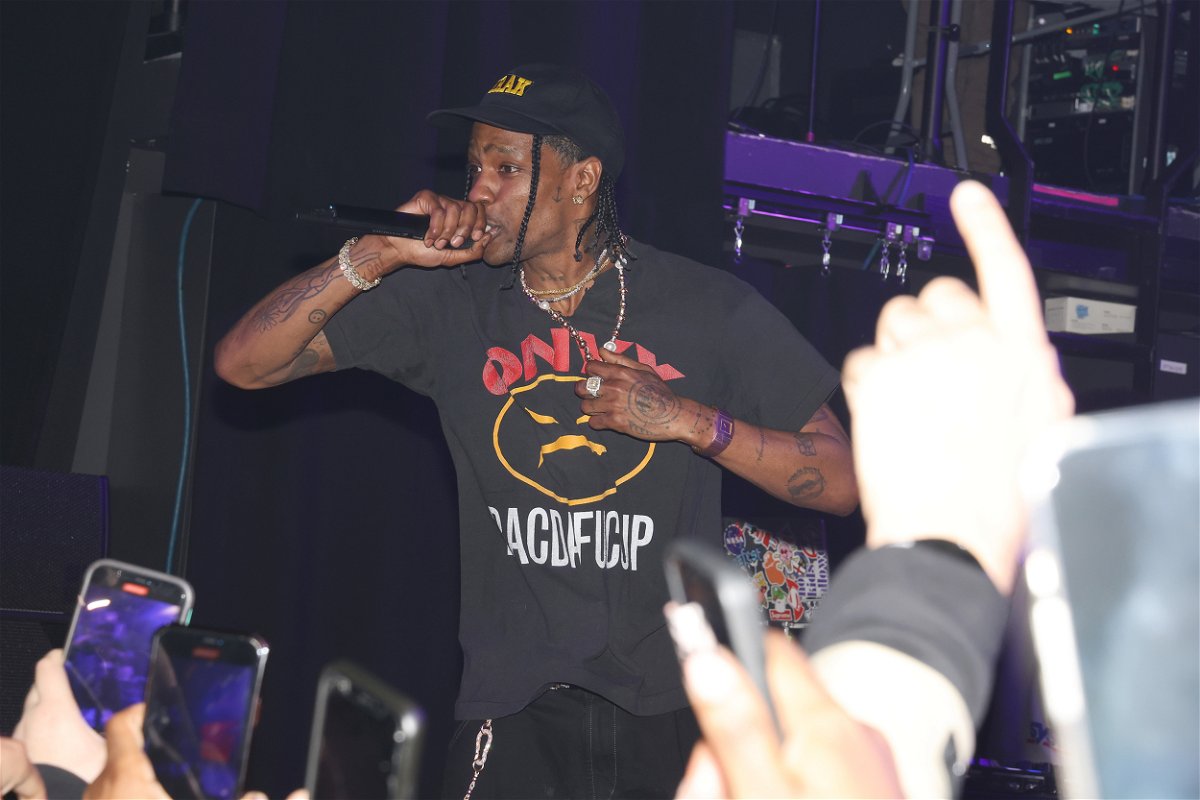 <i>Johnny Nunez/WireImage/Getty Images</i><br/>Musician Travis Scott is accused of assaulting a sound engineer on February 28 in New York City. Scott is pictured here performing onstage on Wednesday.
