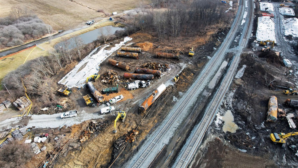 <i>Alan Freed/Reuters</i><br/>The East Palestine train derailment site cleanup will likely take about 3 months