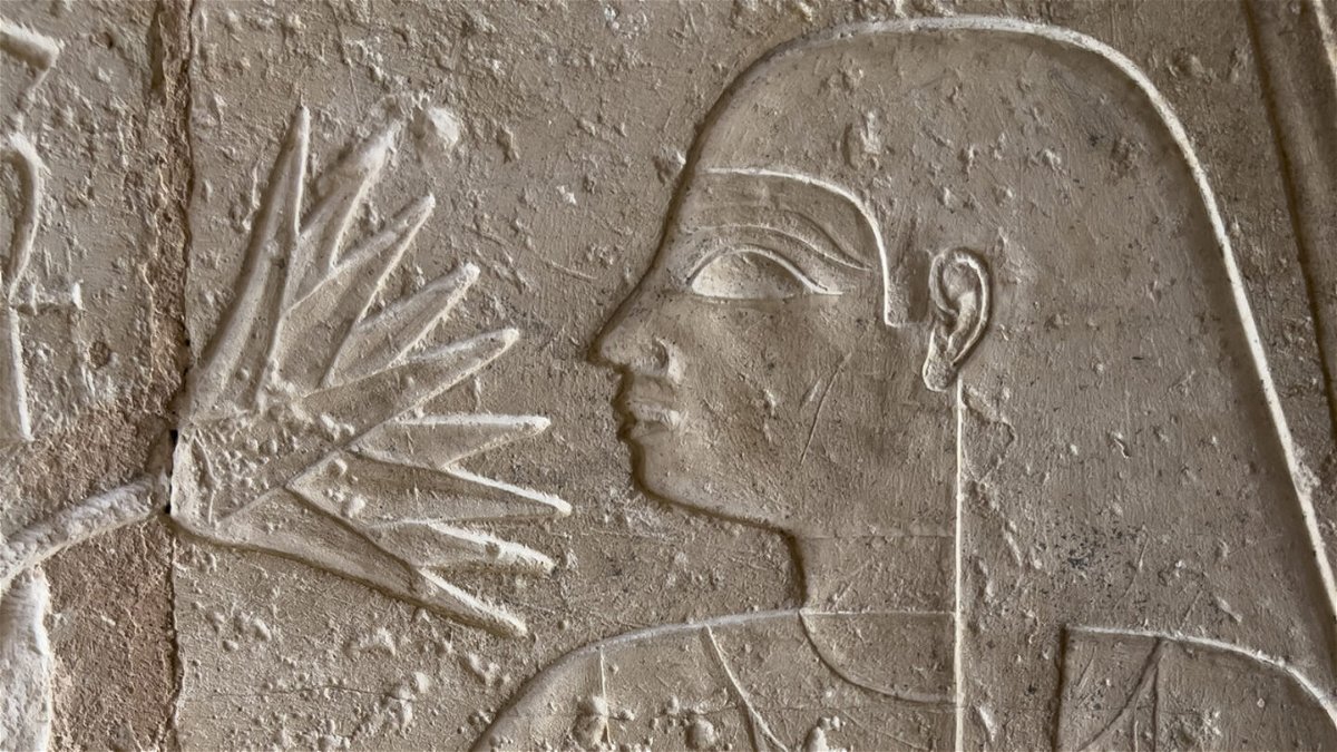 <i>Sean Coughlin/Institute of Philosophy/Czech Academy of Sciences</i><br/>An Egyptian figure is shown smelling a lotus from the tomb of Meresankh in Giza