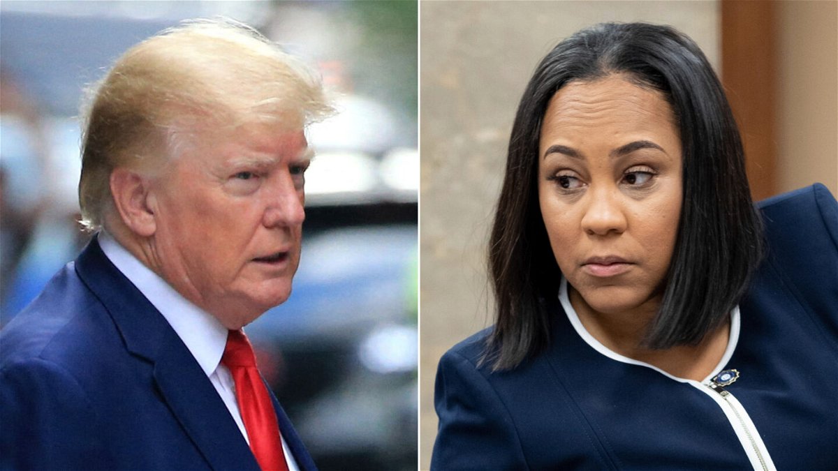 <i>AFP/Getty Images/AP</i><br/>Former President Donald Trump and Fulton County District Attorney Fani Willis are pictured in a split image. Attorneys for former President Donald Trump have asked for a judge to toss the final report and evidence from a special grand jury in Georgia that spent months investigating efforts by Trump and his allies to overturn the 2020 election.