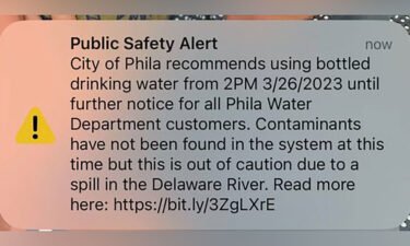 The alert sent to Philadelphia residents.