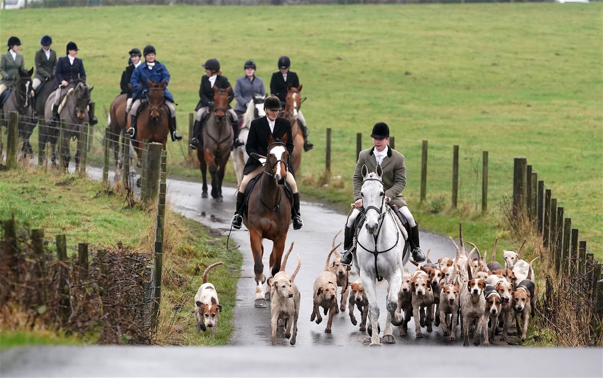 <i>Andrew Milligan/PA Images/Getty Images</i><br/>Riders and hounds take part in the Lanarkshire and Renfrewshire meet in Houston