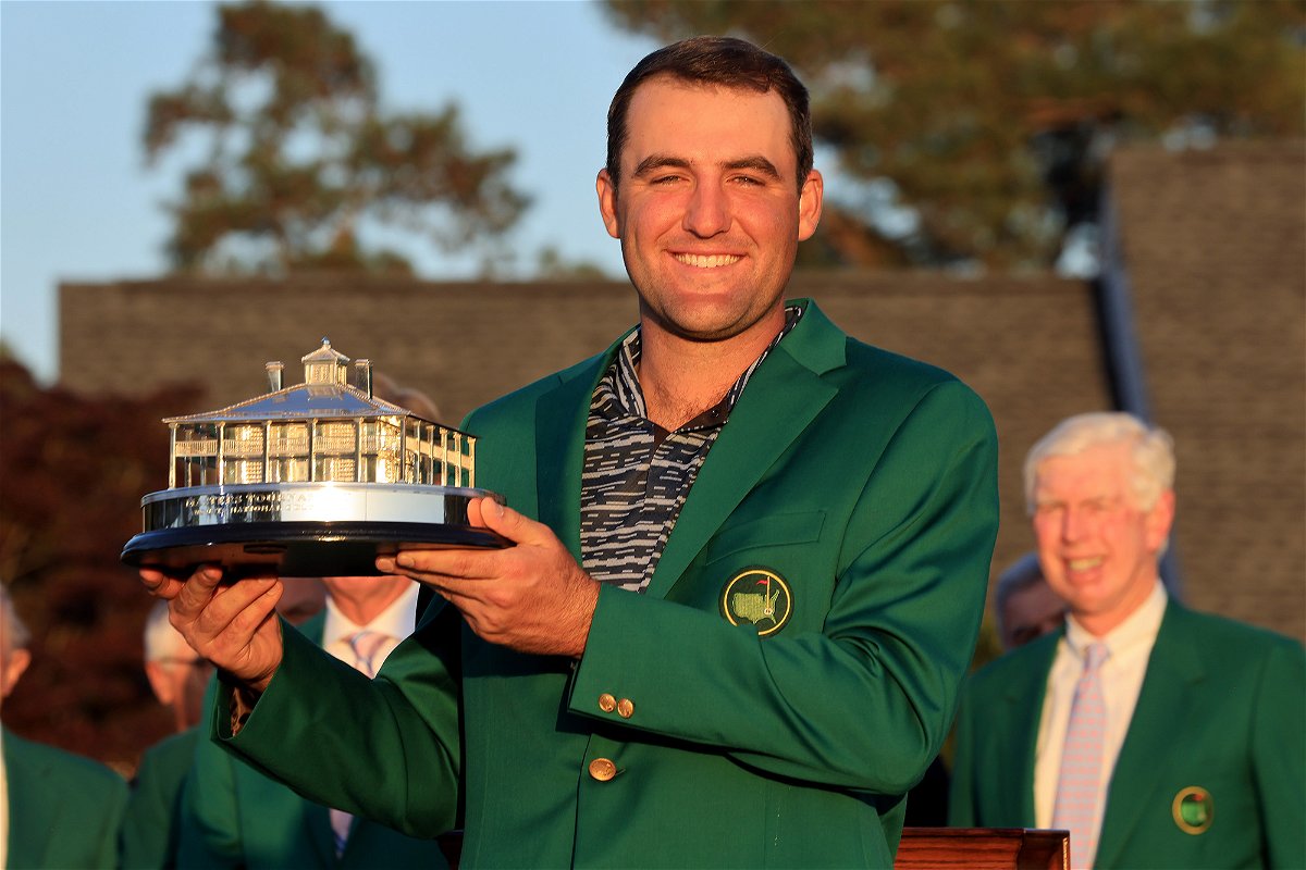 <i>David Cannon/Getty Images</i><br/>Scottie Scheffler earned the right to decide the menu for next year's Masters Champions Dinner. Scheffler poses with the Masters trophy during the Green Jacket Ceremony after winning the Masters at Augusta National Golf Club in April