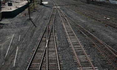 Empty railroad tracks stand at the CSX Oak Point Yard