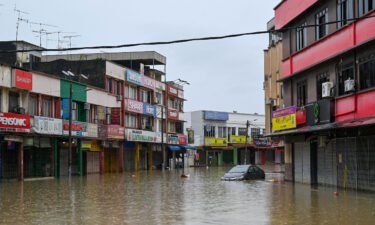 The town of Kota Tinggi inundated by floodwaters.