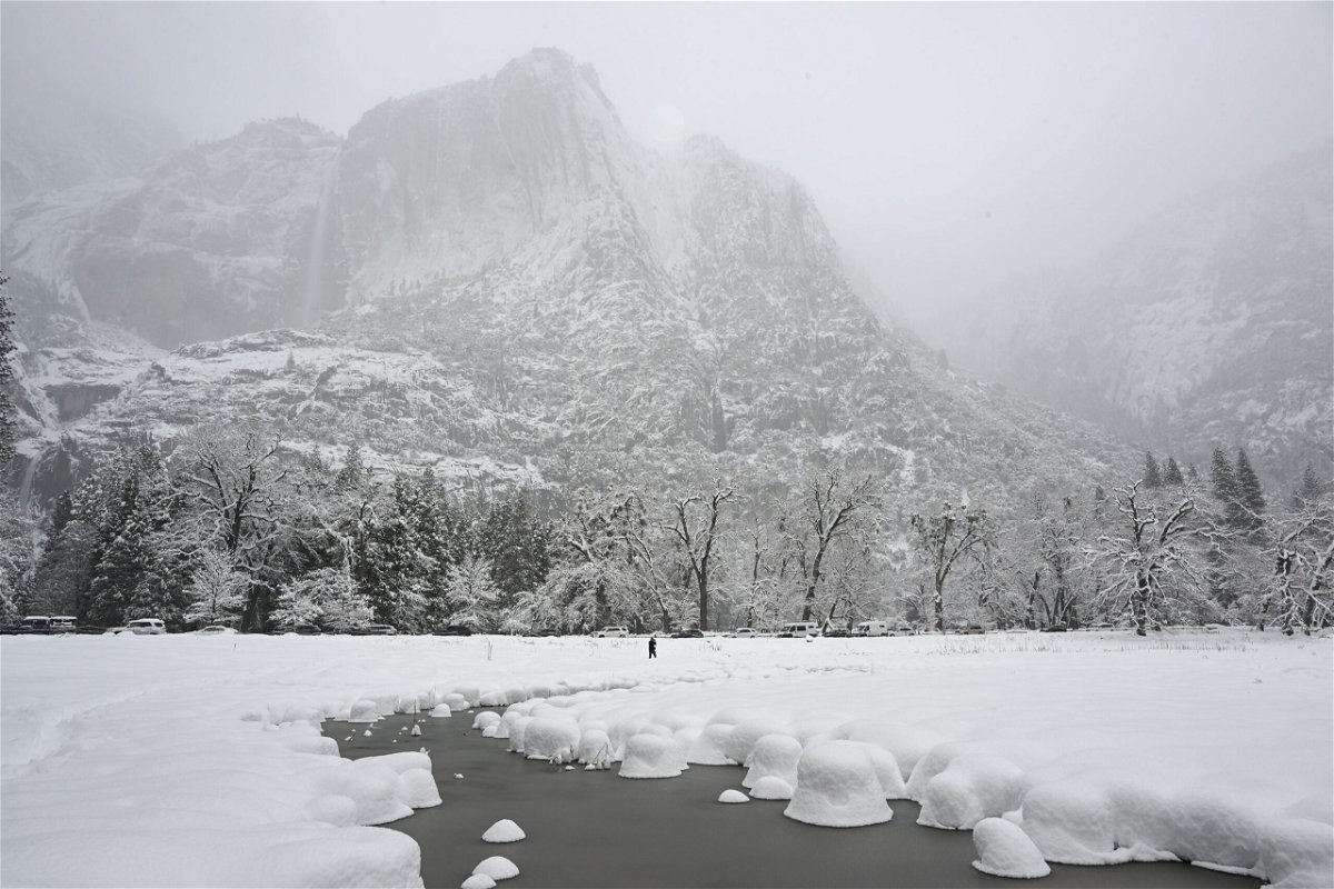 <i>Tayfun Coskun/Anadolu Agency/Getty Images</i><br/>Snow blankets Yosemite National Park on February 23.