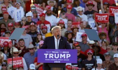 Former President Donald Trump speaks at a campaign rally at Waco Regional Airport Saturday