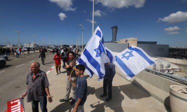 Israelis protesting against the government's controversial judicial reforms block the main road leading to Ben Gurion Airport on March 9.