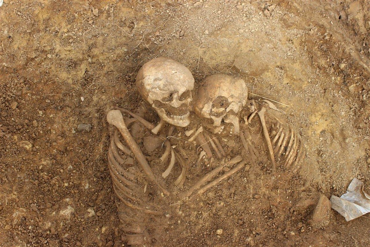 <i>West Yorkshire Joint Services/Leeds City Council</i><br/>These two skeletons buried together were among the 62 discovered in the previously unknown cemetery.