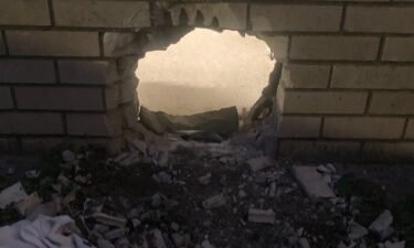 The hole made in a jail wall when the two inmates escaped