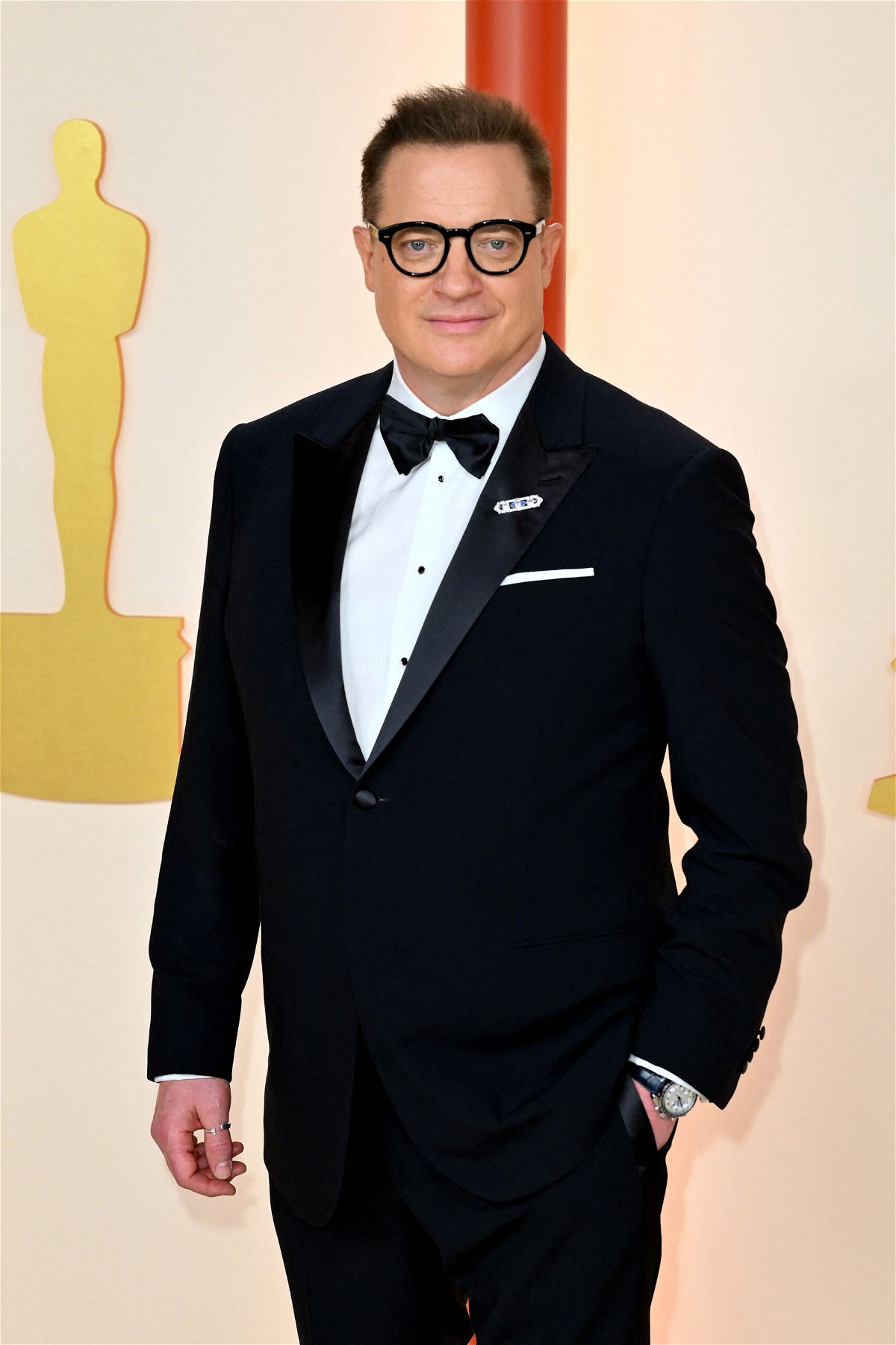<i>Angela Weiss/AFP/Getty Images</i><br/>Brendan Fraser on the red carpet at the 2023 Oscars.
