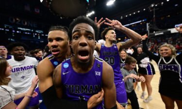 JP Pegues scored the game-winning three as the Furman Paladins upset the Virginia Cavaliers in the first round of the 2023 NCAA Division I men's basketball championship.