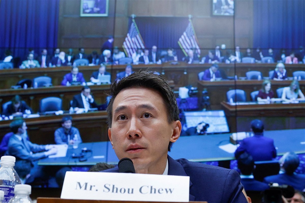 <i>Evelyn Hockstein/Reuters</i><br/>TikTok Chief Executive Shou Zi Chew testifies before a House Energy and Commerce Committee hearing as lawmakers scrutinize the Chinese-owned video-sharing app