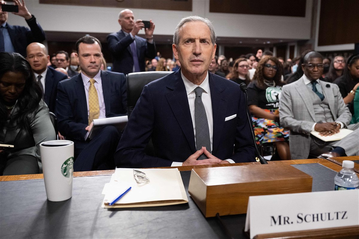 <i>Saul Loeb/AFP/Getty Images</i><br/>Former Starbucks CEO Howard Schultz arrives to testify about the company's labor and union practices during a Senate Committee on Health