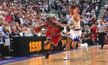 Michael Jordan's black and red Air Jordan 13 sneakers worn during Game 2 of the 1998 NBA Finals (pictured) are heading to auction.