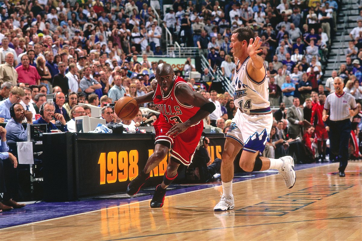 <i>Don Grayston/NBAE/Getty Images</i><br/>Michael Jordan's black and red Air Jordan 13 sneakers worn during Game 2 of the 1998 NBA Finals (pictured) are heading to auction.