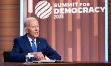 President Joe Biden speaks during a Summit for Democracy virtual plenary
