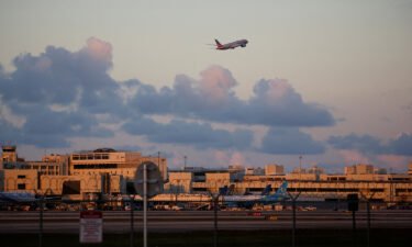 Federal Aviation Administration issues with air traffic control have been causing flight delays in Florida on March 6. An American Airlines plane takes off from Miami International Airport in a file photo from January 2.