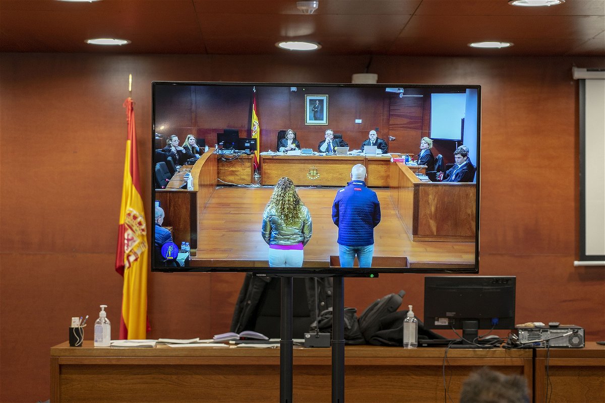 <i>Carlos Criado/Europa Press/Getty Images</i><br/>The couple who stole $1.7 million of wine from a Michelin-starred Spanish restaurant are pictured here in court on March 1.