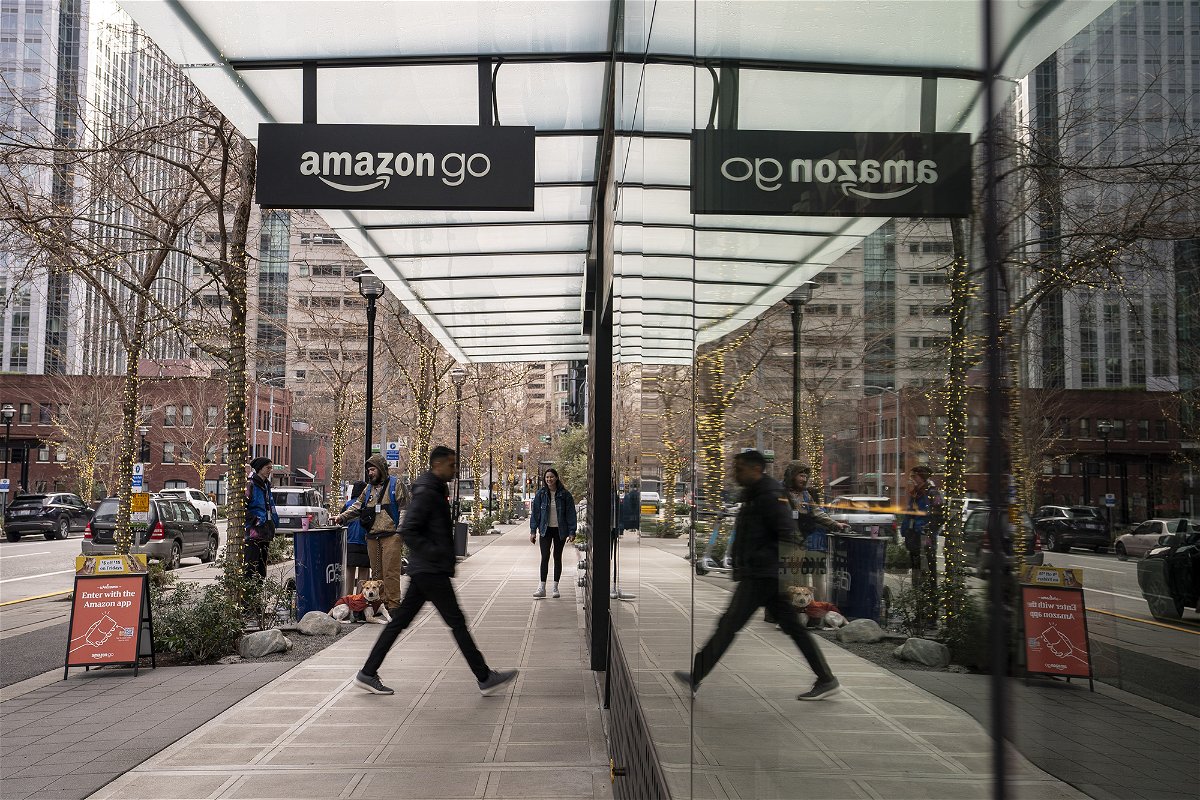 <i>David Ryder/Bloomberg/Getty Images</i><br/>Amazon is permanently closing eight of its 29 Amazon Go convenience stores. Pictured is an Amazon Go store in Seattle