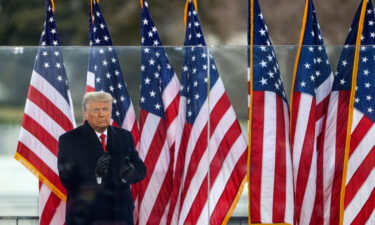 President Donald Trump greets the crowd at the "Stop The Steal" Rally on January 06