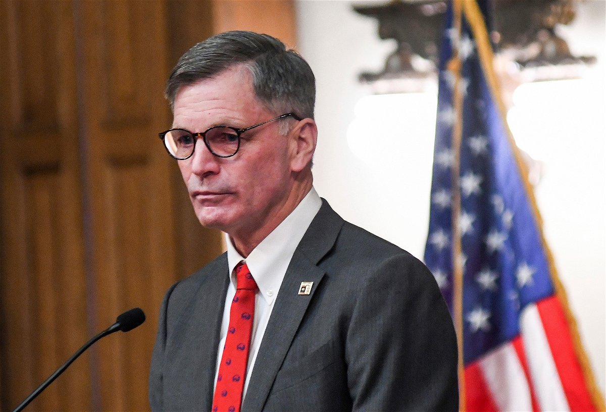 <i>Rhianna Gelhart/The Wyoming Tribune Eagle/AP</i><br/>Wyoming Gov. Mark Gordon said he expects lawsuits will be filed against newly-passed laws governing abortion in the state.