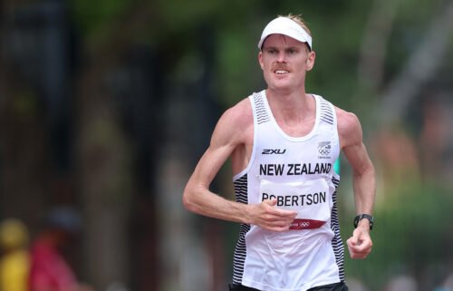 Zane Robertson competes in the men's marathon on Day 16 of the Tokyo 2020 Olympic Games.