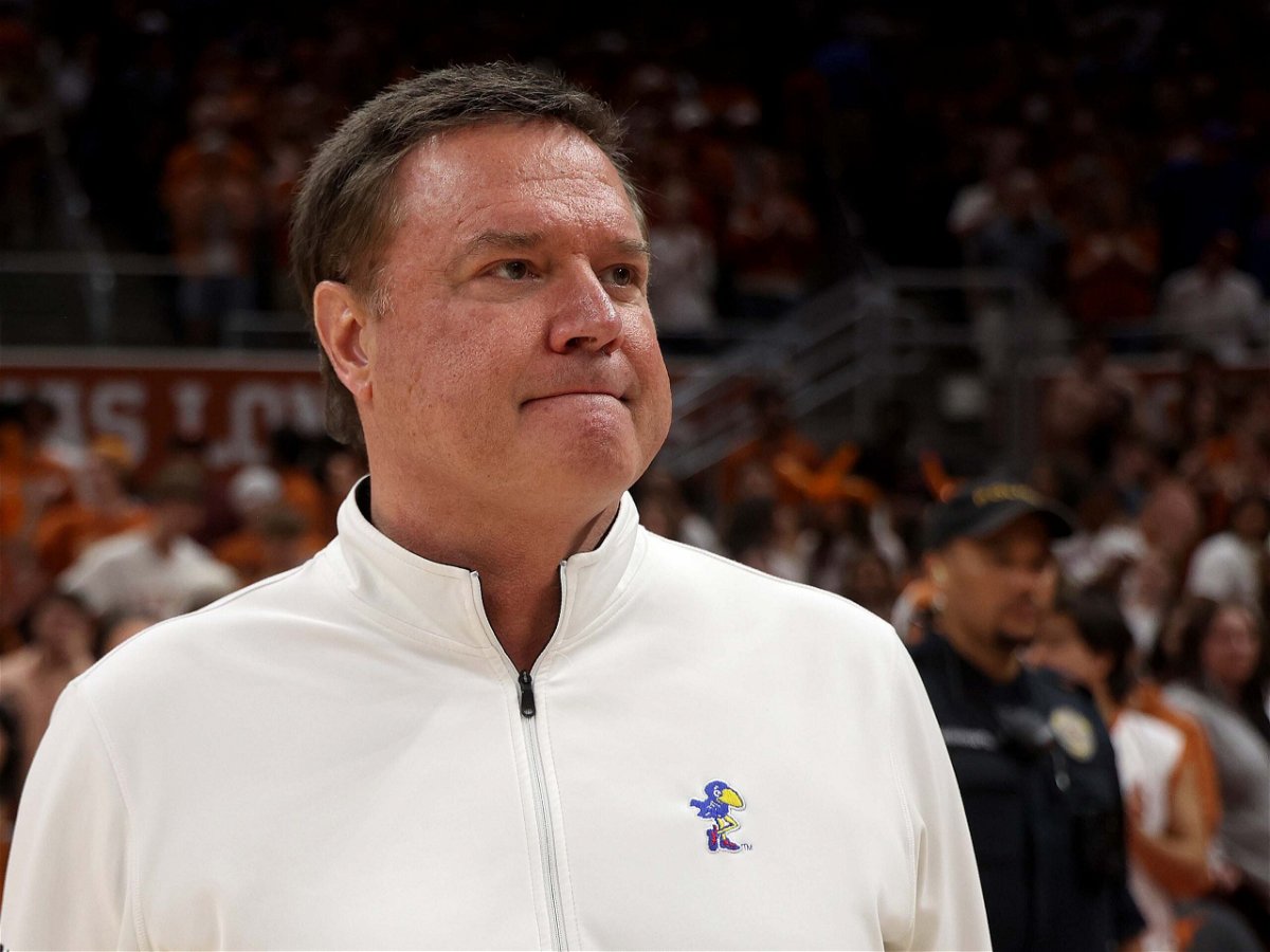 <i>Chris Covatta/Getty Images</i><br/>Kansas Jayhawks head coach Bill Self stands on the court after losing to Texas on March 4