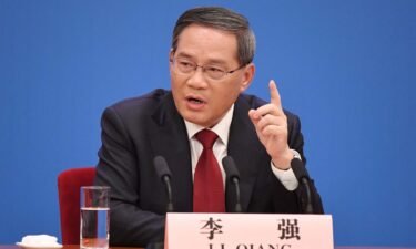 Li Qiang speaks during his first press conference as premier at the Great Hall of the People in Beijing on March 13