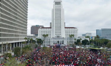 Los Angeles school workers will start a three-day strike Tuesday. In this image