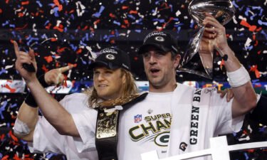 Aaron Rodgers celebrates after winning Super Bowl XLV in 2011.