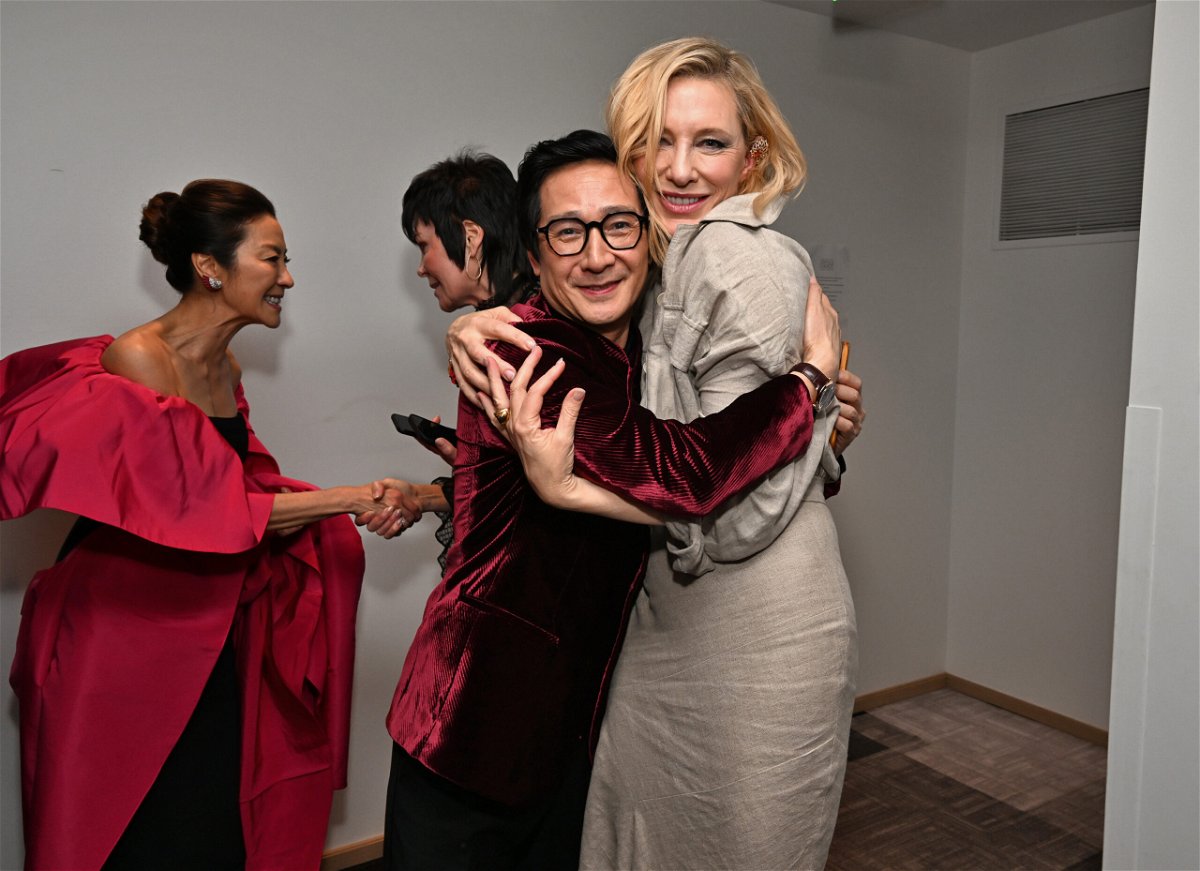<i>Michael Kovac/Getty Images</i><br/>(From left) Ke Huy Quan and Cate Blanchett are seen here in January in Los Angeles.