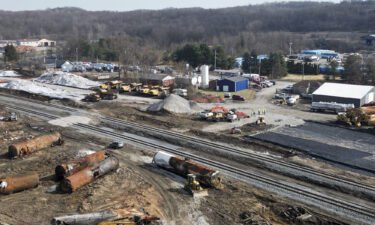 Pictured is an aerial view of East Palestine weeks after a Norfolk Southern train derailment released various toxic chemicals affecting air and ground quality weeks ago. Despite the disaster