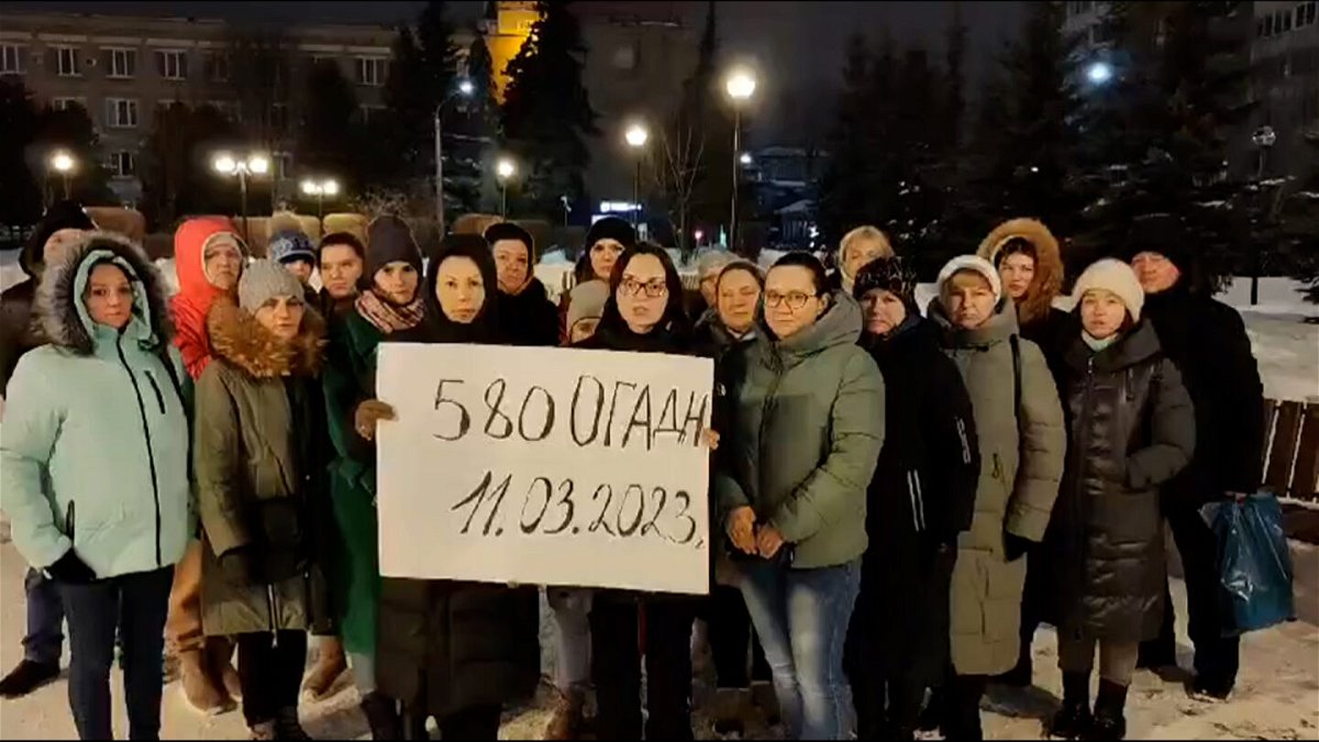 <i>From sotaproject/Telegram</i><br/>The group held a sign in Russian that read