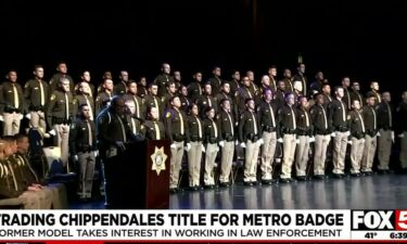 Officer John Burrus is trading in his Chippendales bow tie for an LVMPD uniform.