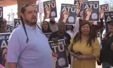 Many bus drivers for RTC gathered at the Clark County Government Center Thursday morning before heading into the RTC board meeting.